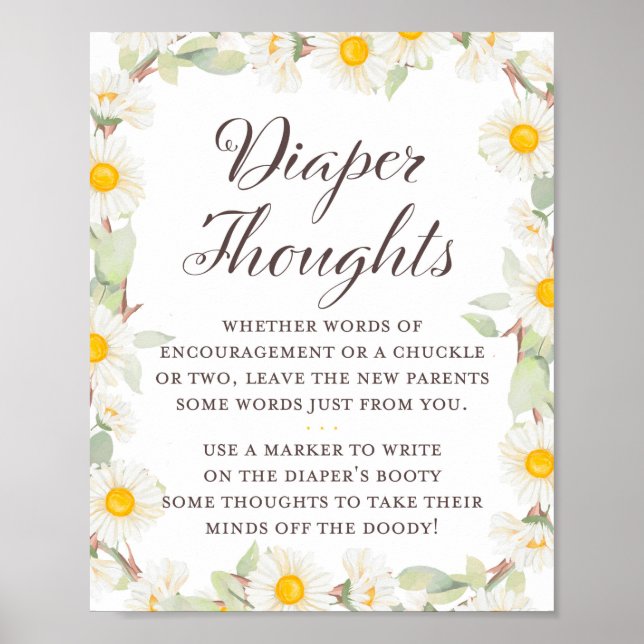 Vår Daisy-tema Bebis Shower Skylt (Framsidan)
