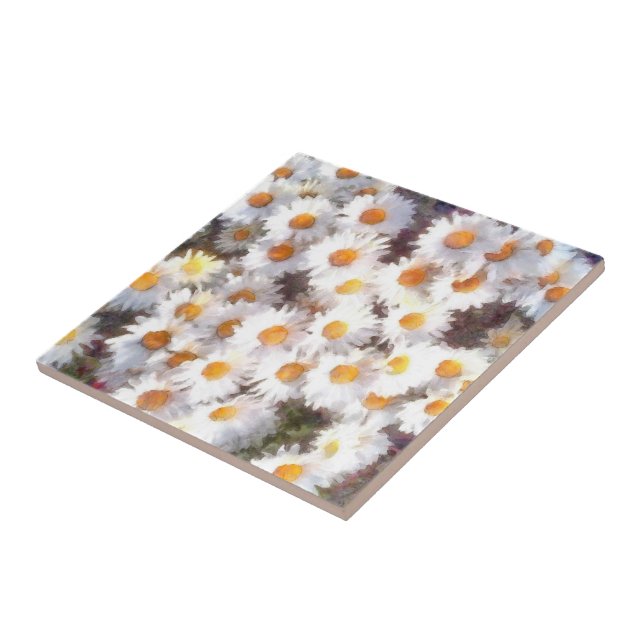 Vår Daisy Wildblommor Watercolor Kakelplatta (Sidan)