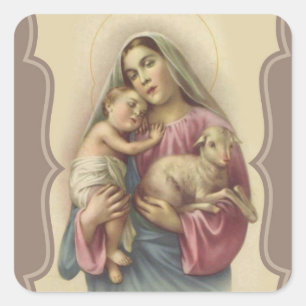 Vår dam av den bra herdebabyen Jesus Fyrkantigt Klistermärke