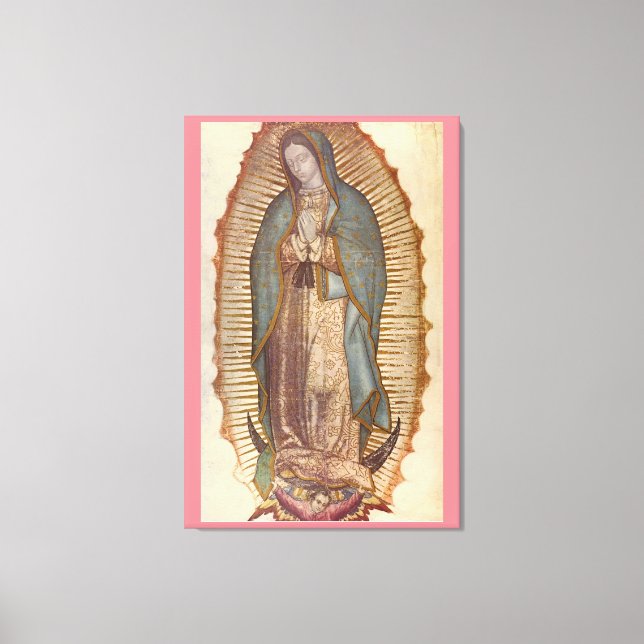 VÅR DAM AV GUADALUPE 30x45 NATURAL PÅ ROSA Canvastryck (Framsida)