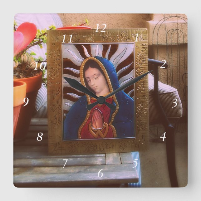 Vår dam av Guadalupe Fyrkantig Klocka (Framsida)