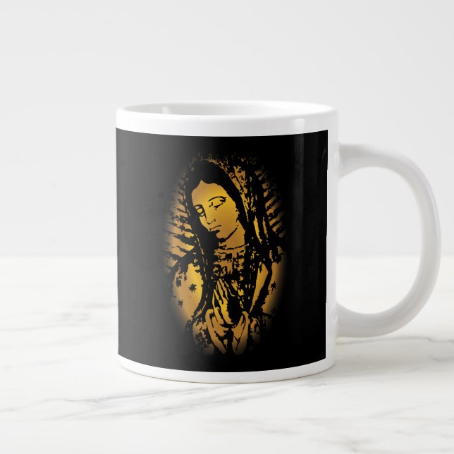 Vår Dam av Guadalupe-kaffet kopp guld och svart Jumbo Mugg (Höger)