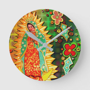 Vår dam av Guadalupe Mexico Rund Klocka
