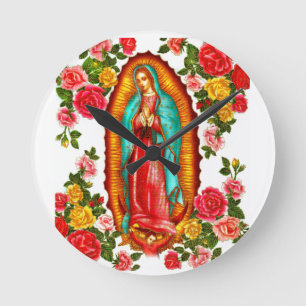 Vår dam av Guadalupe Rund Klocka
