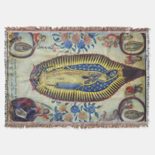 Vår Dam av Guadalupe Virgin Mary 1824 Art Blanket Filt