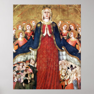 Vår Dam av Mercy Virgin Mary under hennes Mantle Poster