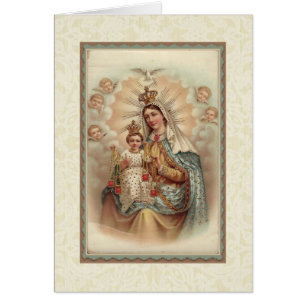 Vår dam av Mount Carmel babyJesus det Scapular Hälsningskort