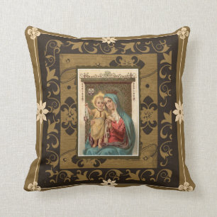 Vår dam av Mount Carmel med babyen Scapular Jesus Kudde