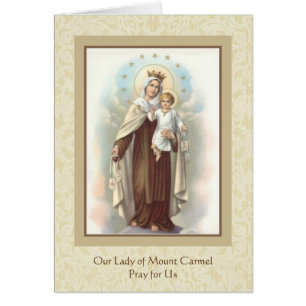 Vår dam av Mount Carmel Scapular Jesus OBS Kort