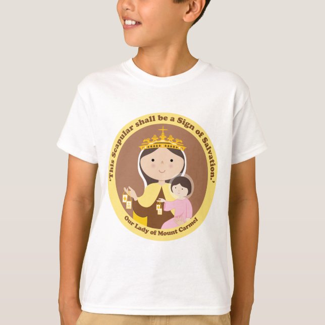 Vår dam av Mount Carmel Tee Shirt (Framsida)