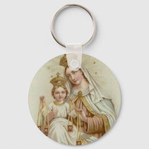 Vår dam av Mount Carmel w/scapular & Jesus Nyckelring