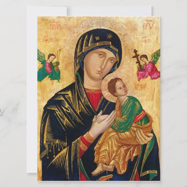 Vår Dam av Perpetence Help Virgin Mary Icon Ryssla Kort (Framsida)