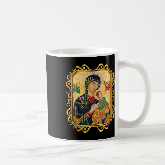 Vår Dam av perpetent hjälp välsignade Mor Mary Cat Kaffemugg (Höger)