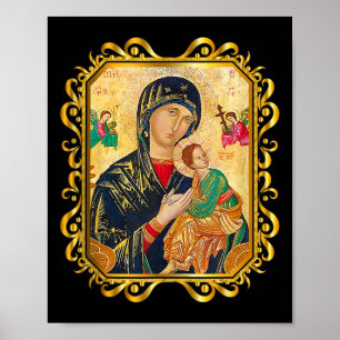 Vår Dam av perpetent hjälp välsignade Mor Mary Cat Poster