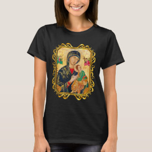 Vår Dam av perpetent hjälp välsignade Mor Mary Cat T Shirt