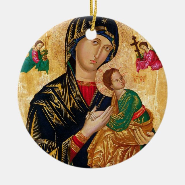 Vår Dam av Perpetual Help Icon Virgin Mary Art Julgransprydnad Keramik (Framsidan)