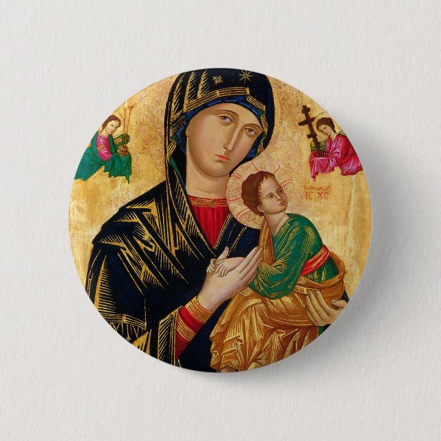 Vår Dam av Perpetual Help Icon Virgin Mary Art Knapp (Framsida)