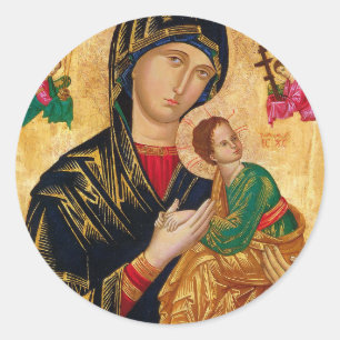 Vår Dam av Perpetual Help Icon Virgin Mary Art Runt Klistermärke