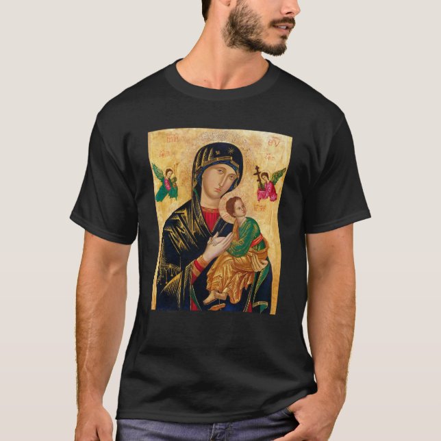 Vår Dam av perpetual Help, ryska ortodoxa ikonen, T Shirt (Framsida)