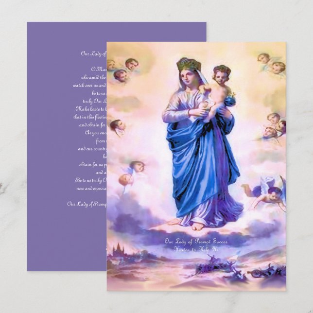 Vår Dam av Prompt Succor med Prayer Julkort (Fram/baksida)