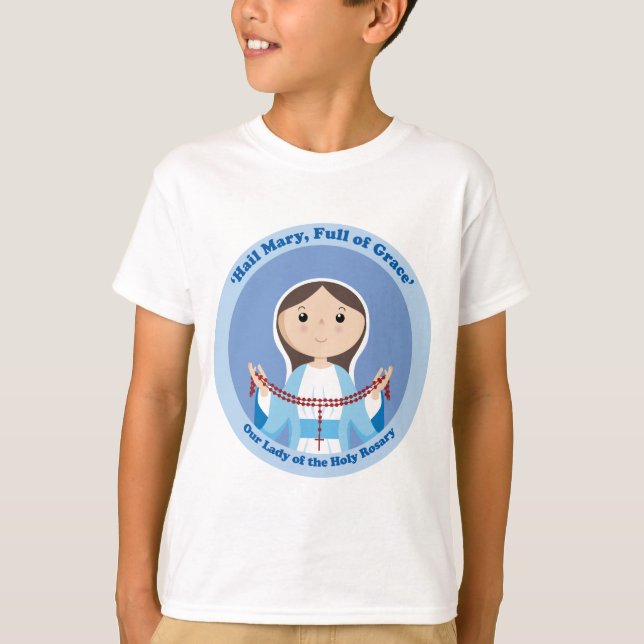 Vår dam av radbandet t-shirt (Framsida)