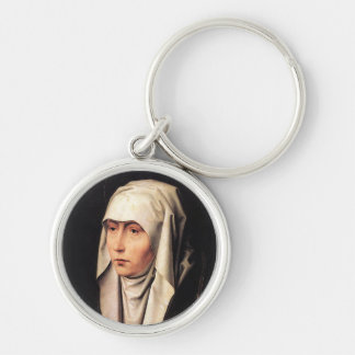 Vår dam av sorger rund silverfärgad nyckelring