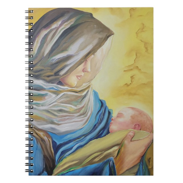 Vår Dam av tystnad som håller baby Jesus Anteckningsbok (Framsidan)