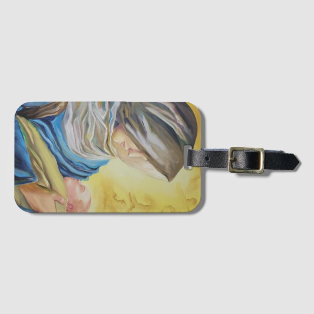 Vår Dam av tystnad som håller baby Jesus Bagagebricka (Framsida horisontal)