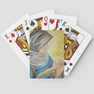 Vår Dam av tystnad som håller baby Jesus Casinokort