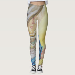 Vår Dam av tystnad som håller baby Jesus Leggings
