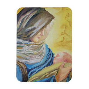 Vår Dam av tystnad som håller baby Jesus Magnet
