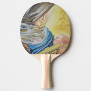 Vår Dam av tystnad som håller baby Jesus Pingisracket