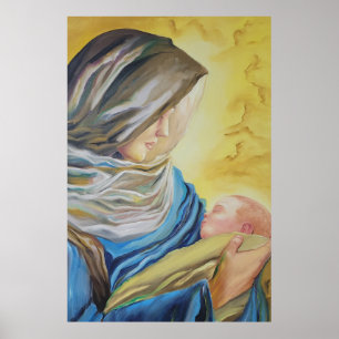 Vår Dam av tystnad som håller baby Jesus Poster