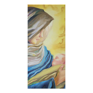Vår Dam av tystnad som håller baby Jesus Reklamkort