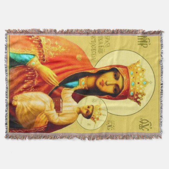 Vår Dam Czestochowa Virgin Mary Orthodox Blanket Filt (Framsidan)
