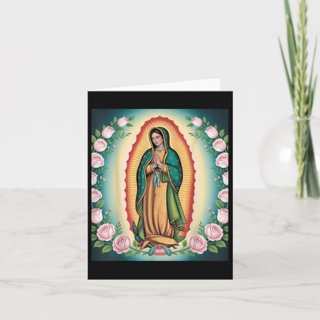 Vår Dam De Guadalupe Sant Mary Back Print Christi Kort (Framsida)