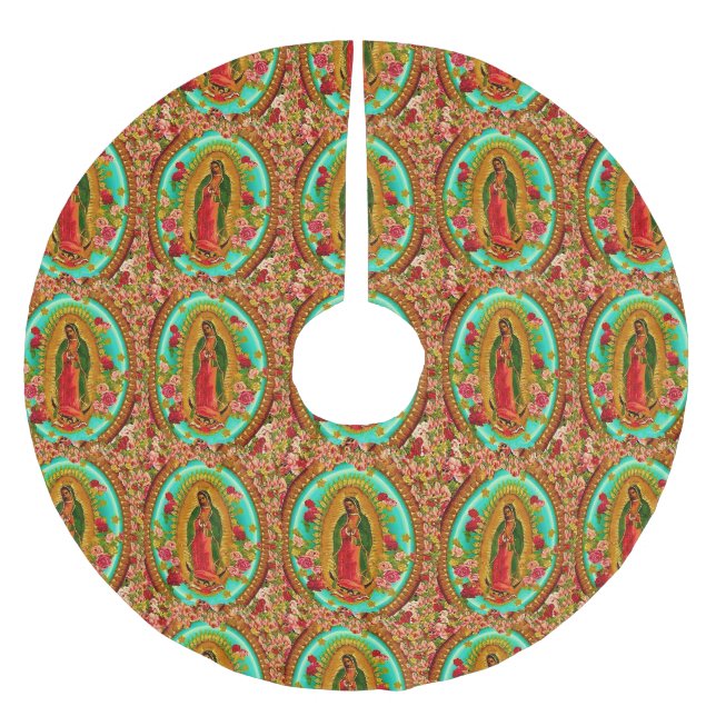 Vår dam Guadalupe mexicanska Sanktt jungfruliga Julgransmatta Borstad Polyester (Framsidan)