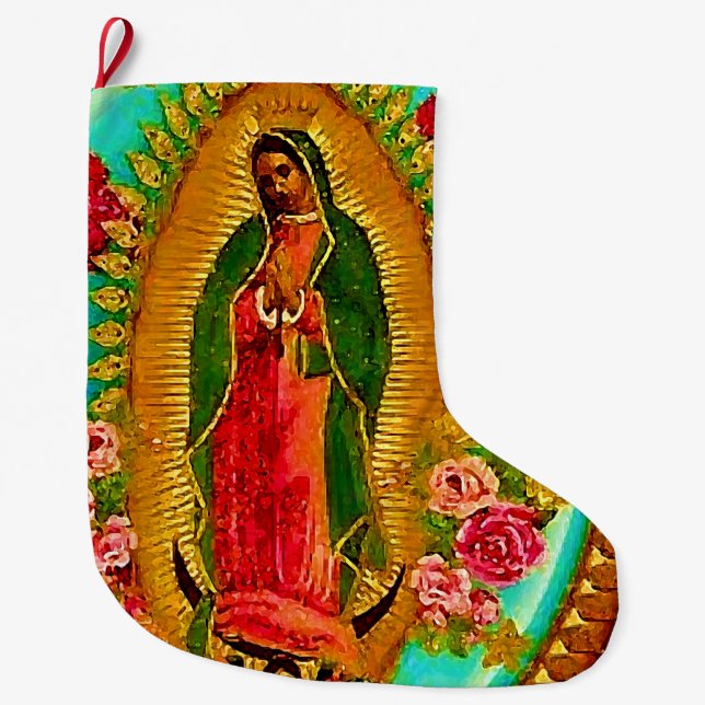 Vår dam Guadalupe mexicanska Sanktt jungfruliga Stor Julstrumpa (Framsidan)
