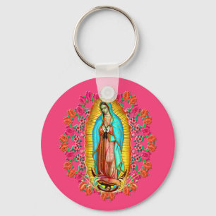 Vår Dam Guadalupe Virgin Mary Catholie Saint Rosa Nyckelring