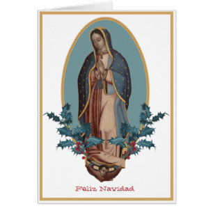Vår Dam Guadalupe Virgin Mary Feliz Navidad Hälsningskort