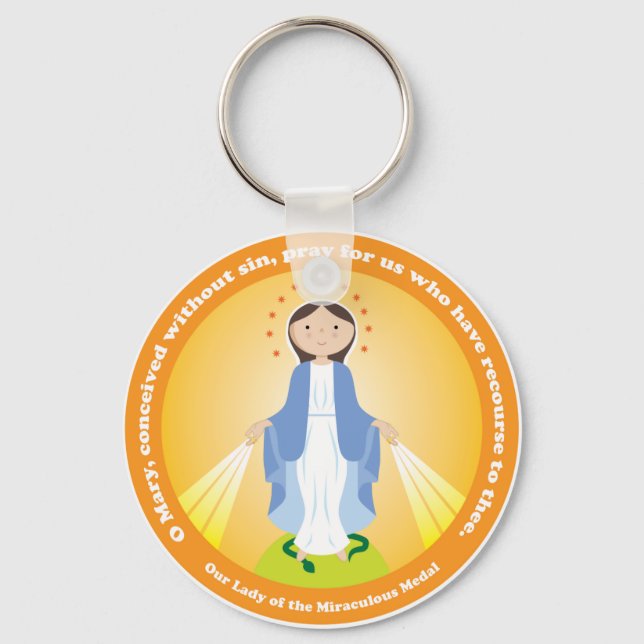 Vår Dam i den Miraculous Medal Nyckelring (Framsida)