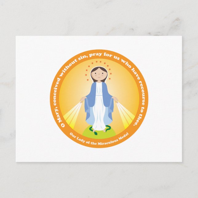 Vår Dam i den Miraculous Medal Vykort (Framsida)