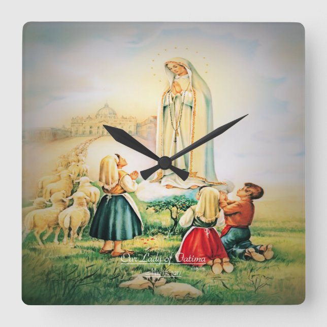 Vår Dam i Fatima 1917 Fyrkantig Klocka (Framsida)