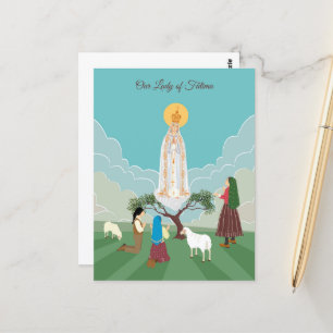 Vår Dam i Fatima och shepherdsets bön Vykort