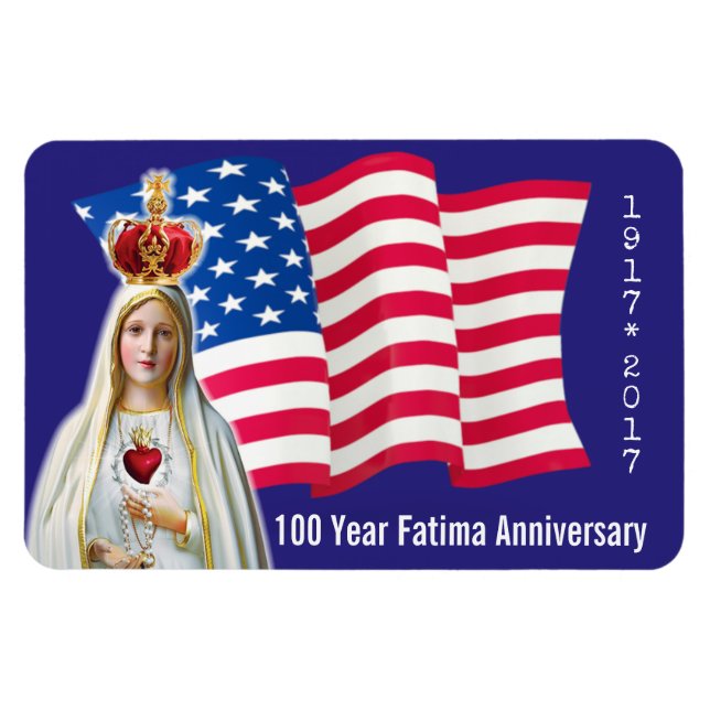 Vår Dam i Fatima USA FLAGGA 100 ÅR ÅRSDAGS Magnet (Horisontell)