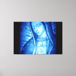 VÅR DAM I GUADALUPE BLUE PÅ SVARTA PANELER CANVASTRYCK