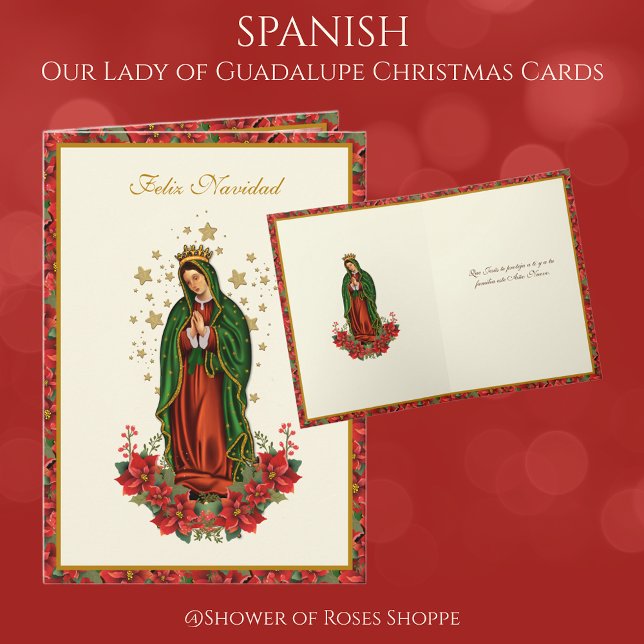 Vår Dam i Guadalupe-jultomten Helgkort (Spanish Our Lady of Guadalupe Christmas Cards - Easy to personalize! )