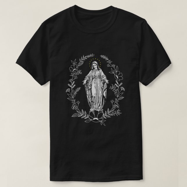 Vår Dam i Lourdes katolska Christian Helig Hear T Shirt (Design framsida)