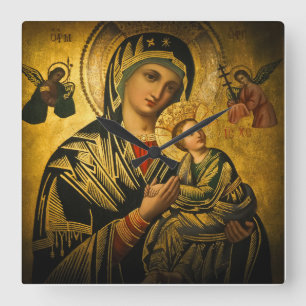Vår Dam i Perpetual Help Fyrkantig Klocka