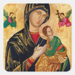 Vår Dam i Perpetual Help Fyrkantigt Klistermärke